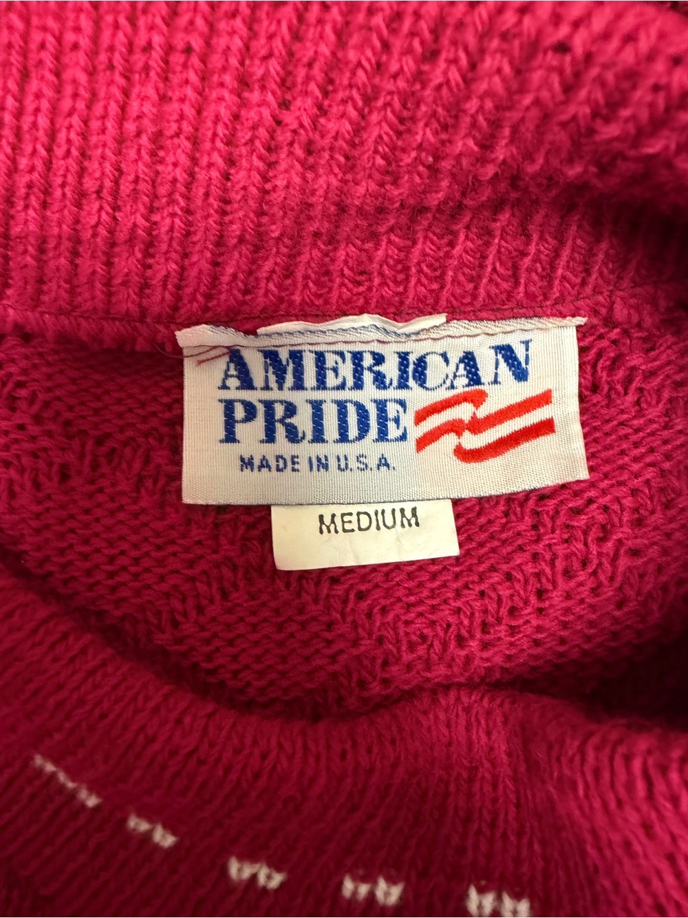 American Pride Vintage Red Fair Isle Nordic Knit Sweater Made in USA Medium - Picture 8 of 10